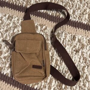 Khaki Canvas Crossbody Bag